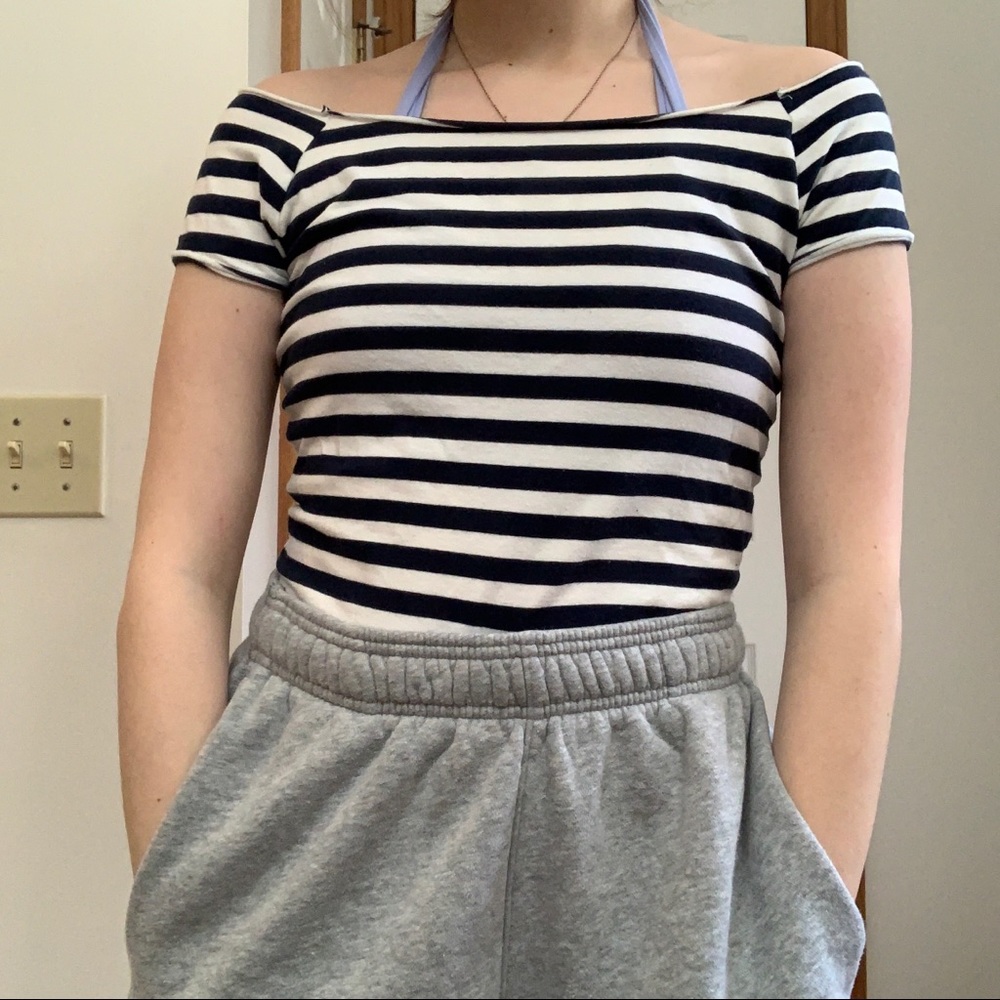 Hollister Striped Off the Shoulder Top